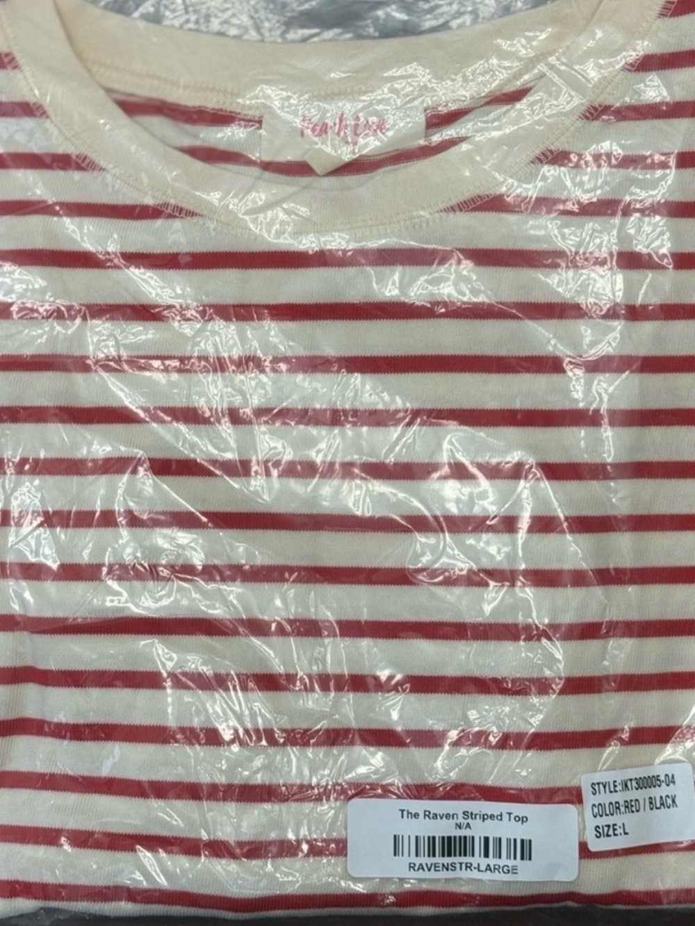 Raven Striped Short Sleeve Top - Red & Black - Picture 5 of 5